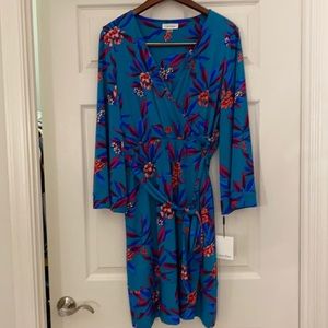 Calvin Klein Floral Faux Wrap Kimono Dress size 12